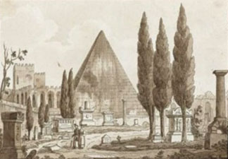 Carlo Labruzzi,Pyramide de Caius Cestius ( ?, avant 1817, date indéterminée)